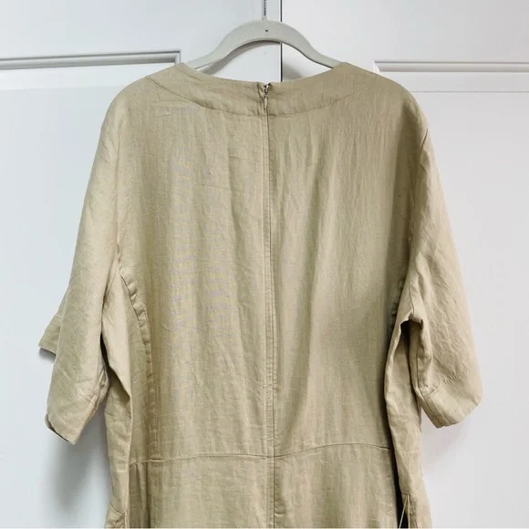 NWT Everlane European Flax Linen Wide Leg Wrap Khaki Tone Belted Jumpsuit Summer - Picture 8 of 13